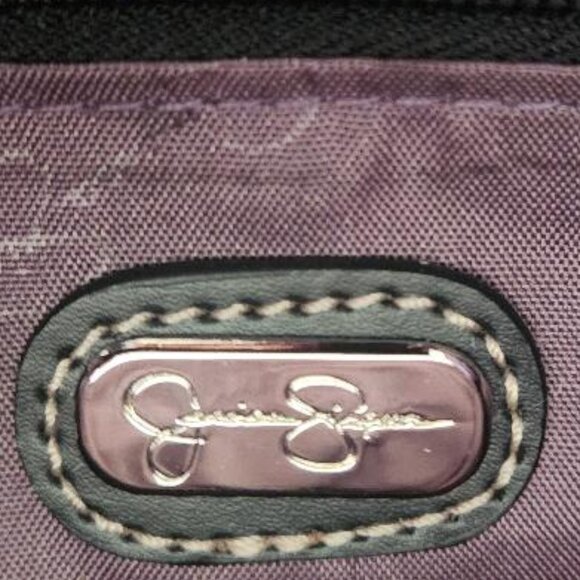 Jessica Simpson Leopard Faux Black Leather Tote Handbag - Picture 10 of 16